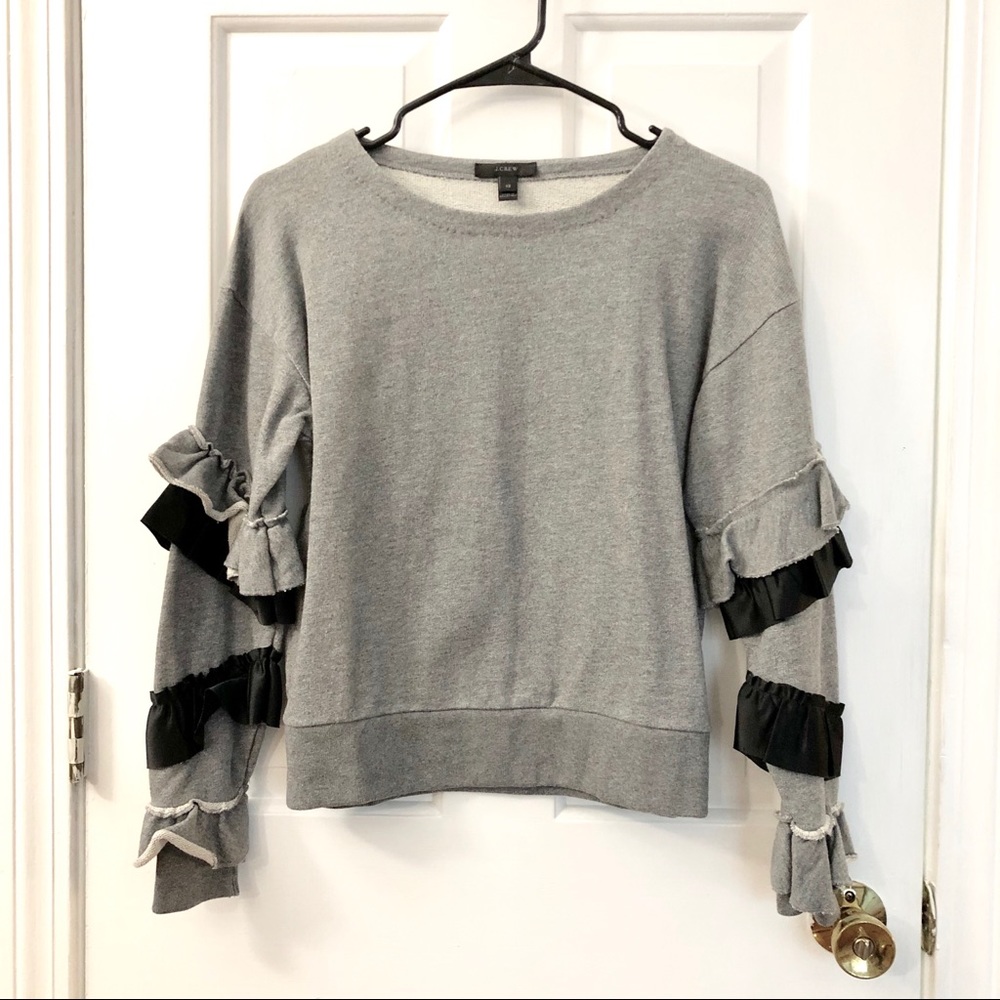 J.Crew Ruffle Sleeve Grey Top